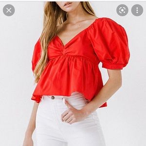 NWT English Factory Short Puff Sleeve Top M